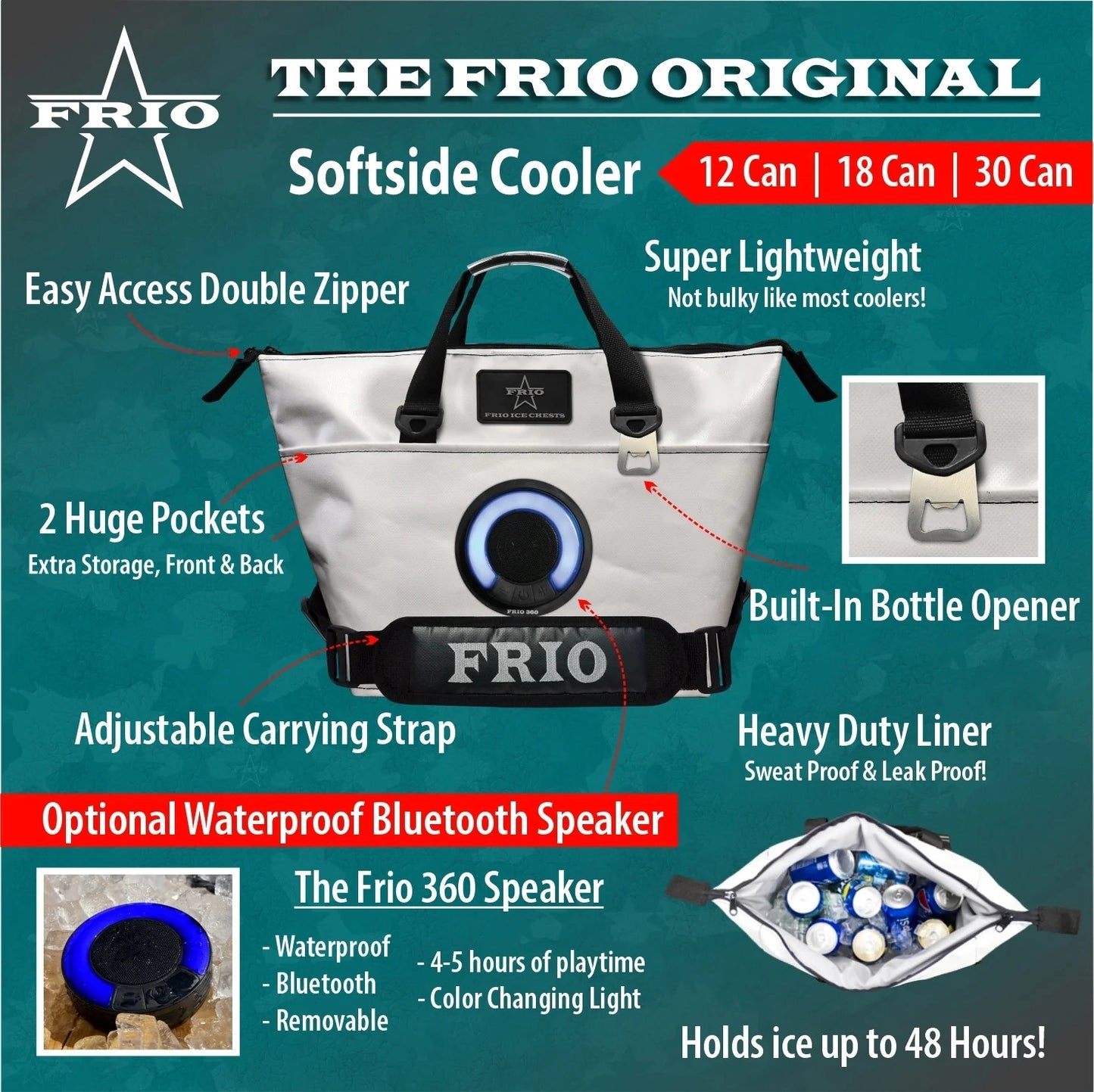 Frio Cooler with Bluetooth Color Changing Speaker