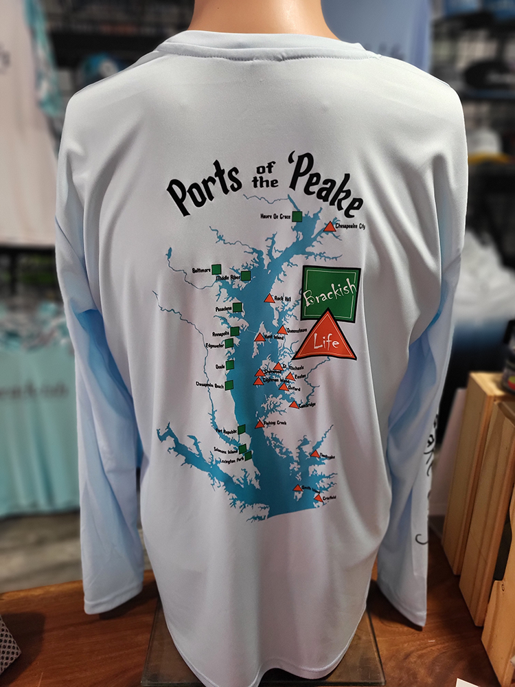 Ice Blue Ports of the Peake Performance Long Sleeve Crew