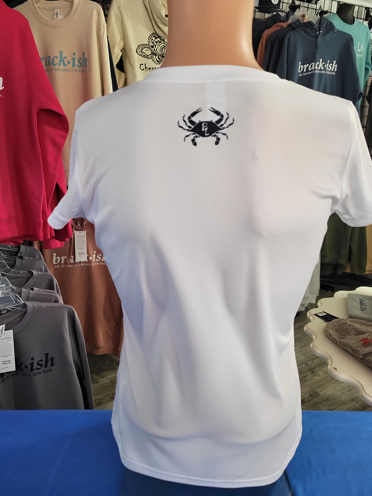 White with USA definition Ladies Performance Short Sleeve V-Neck