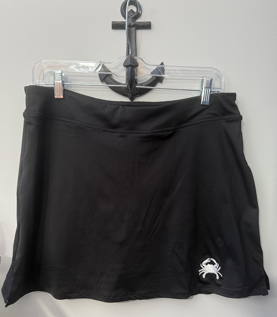 Black Embroidered Crab Skort