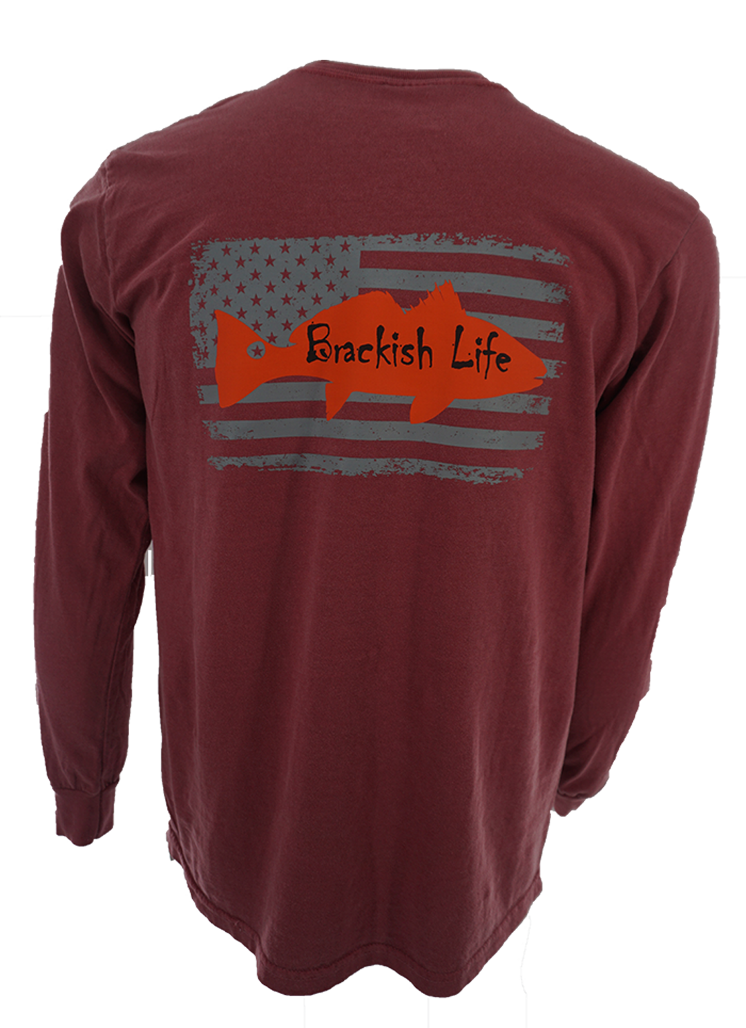 USA Flag Red Fish Long Sleeve Comfort Colors T-Shirt