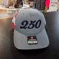 Red, White & Blue Printed Grey Mesh Trucker with 250 Logo