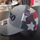 Red, White & Blue Printed Grey Mesh Trucker with 250 Logo