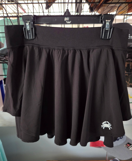 Black Embroidered High Rise Crab Skort