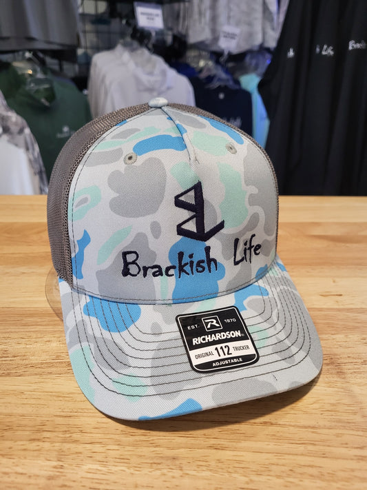New Logo Brackish Life Saltwater Blue Duck Camo Hat