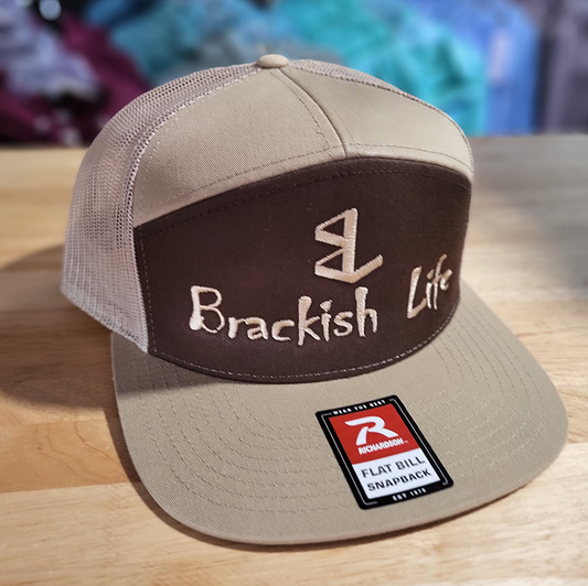 Brackish Life Brown & Tan 7 Panel Flat Bill