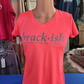 Ladies Coral Performance Silver Logo Short Sleeve V-Neck