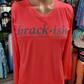 Coral  Ladies Performance Long Sleeve V-Neck with Silver Brackish Definition