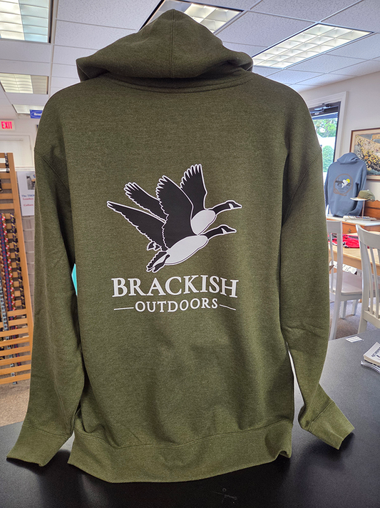 8.5 Oz Heather Military Green Cotton Poly Hoodie with Our Geese Logo