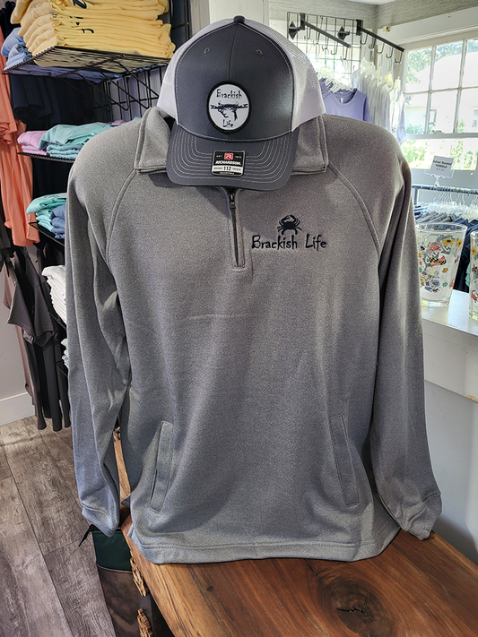 7 Ounce Embroidered Heather Grey Quarter Zip