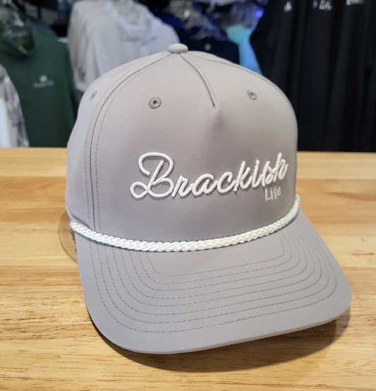 Brackish Life Script Grey Rope Hat