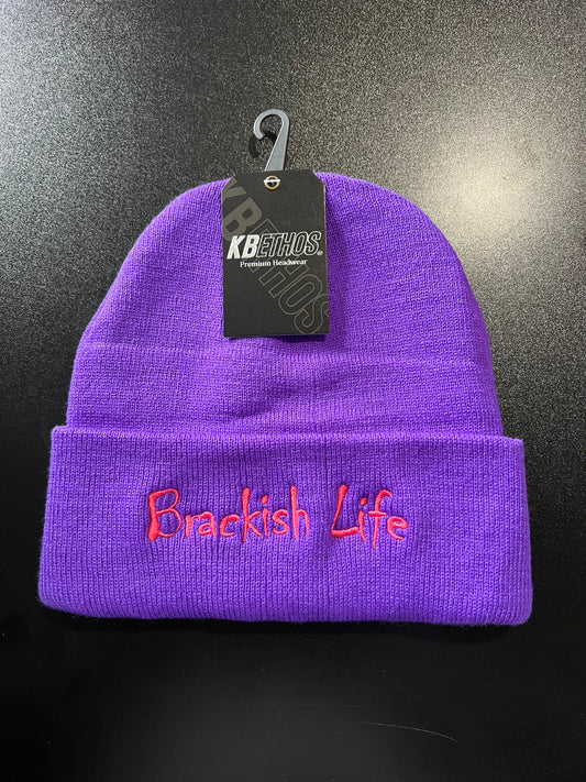 Purple Embroidered Beanie