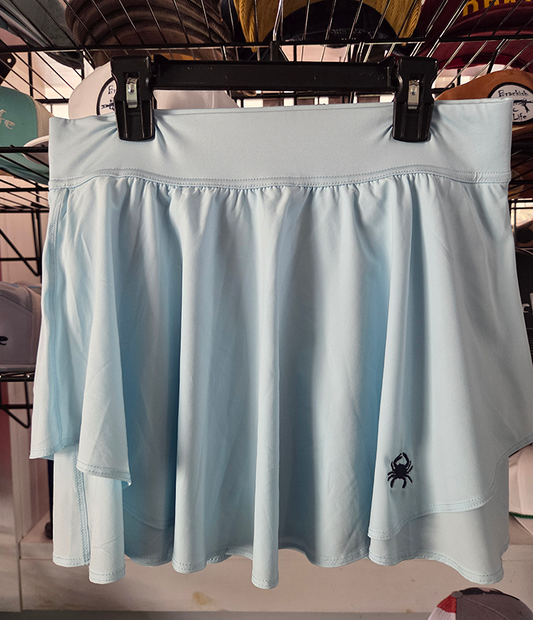 Ice Blue Embroidered High Rise Crab Skort
