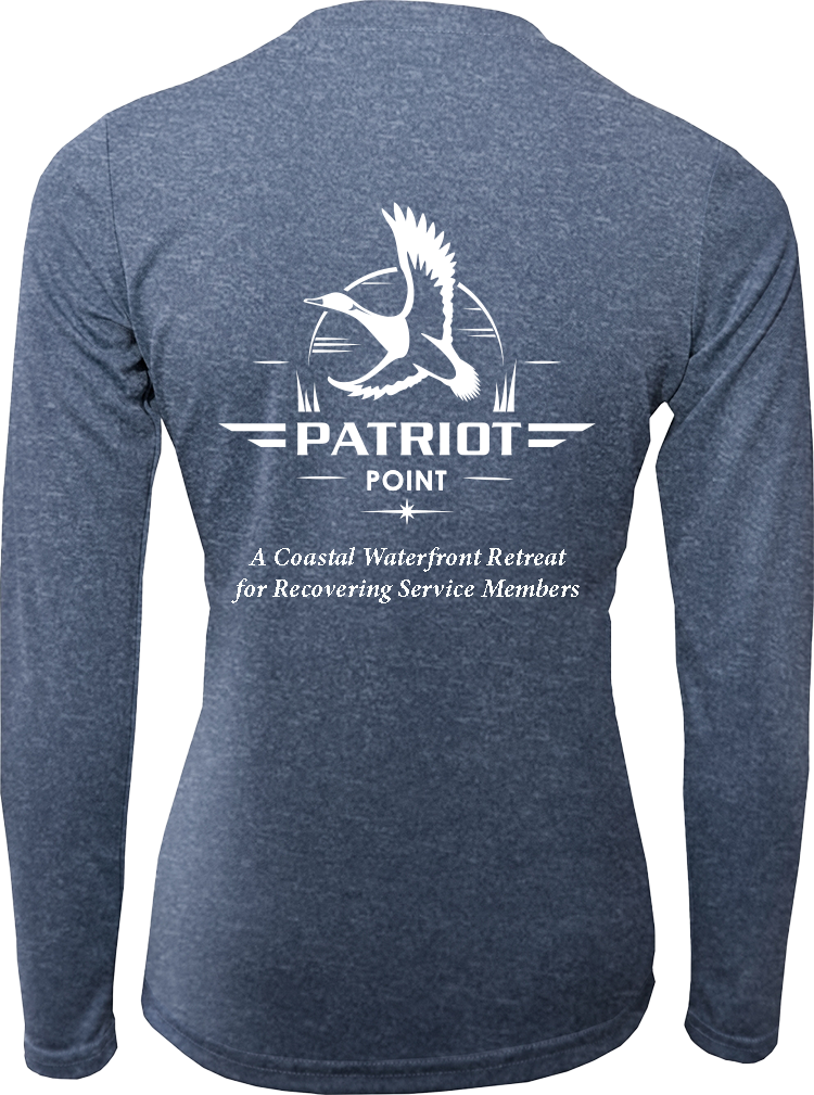 Patriot Point Ladies Heather Navy V-Neck Long Sleeve UV Shirt