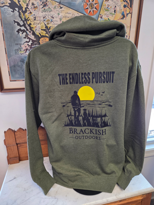 8.5 oz. Heather Military Green with Our "Endless Pursuit " Logo