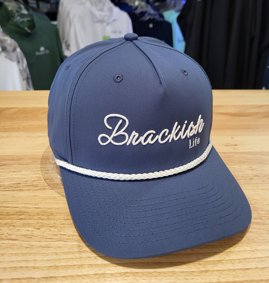 Brackish Life Script Logo Navy Rope Hat