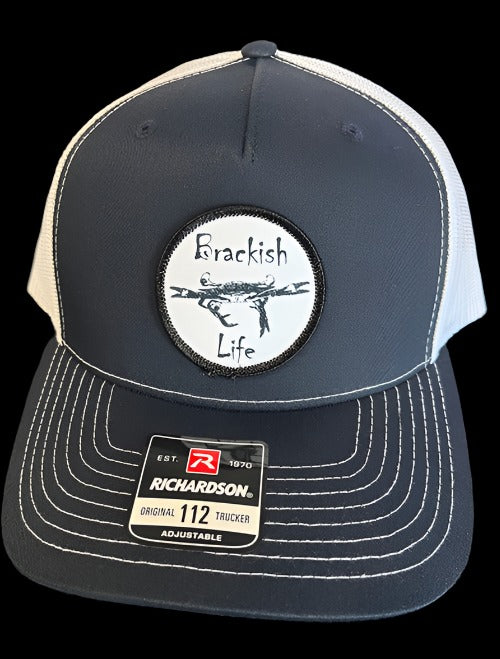 Classic Navy and White Crab Patch Trucker Hat