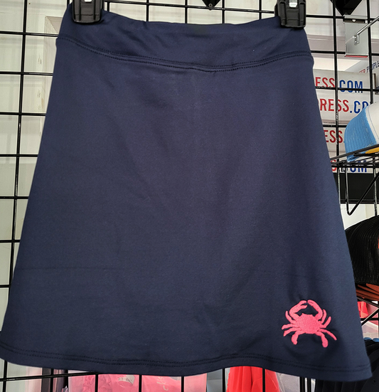 Navy Embroidered Crab Skort