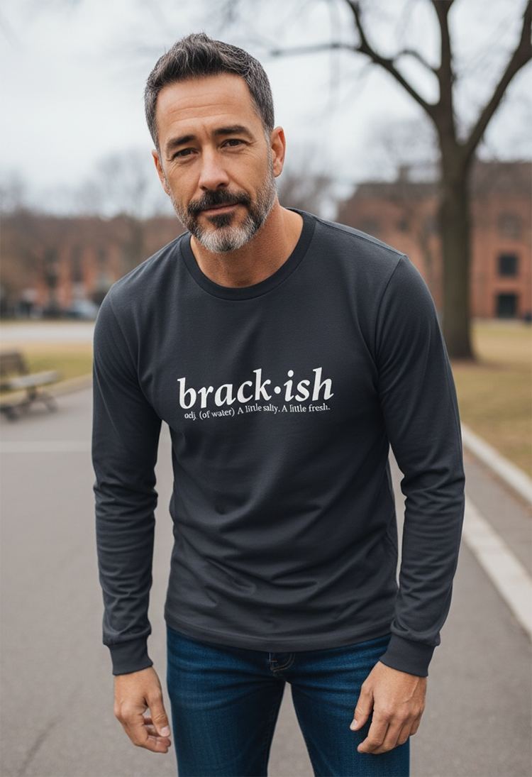 Navy Long Sleeve T-Shirt with Brackish Definition