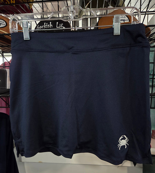 Navy Embroidered Crab Skort
