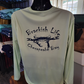 Olive Long Sleeve Crew with Navy Logo with Slogan