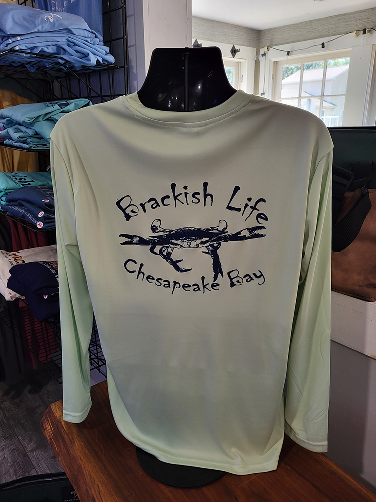 Olive Long Sleeve Crew with Navy Logo with Slogan