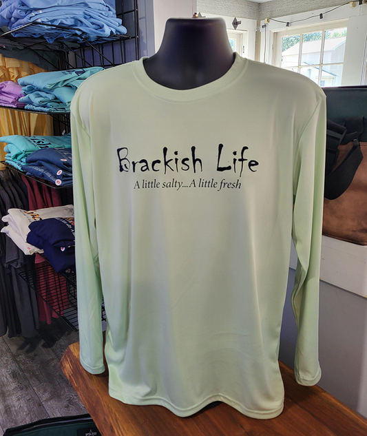 Olive Long Sleeve Crew with Navy Logo with Slogan