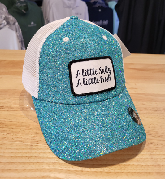 Aqua Glitter A Little Salty, A Little Fresh Ponytail Hat