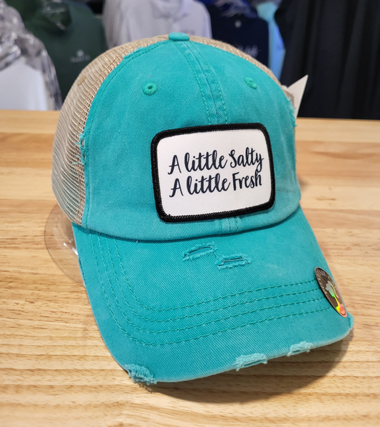 Teal A Little Salty, A Little Fresh Ponytail Hat