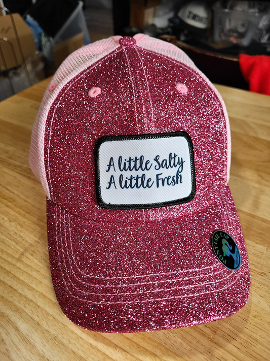 Pink Glitter A Little Salty, A Little Fresh Ponytail Hat
