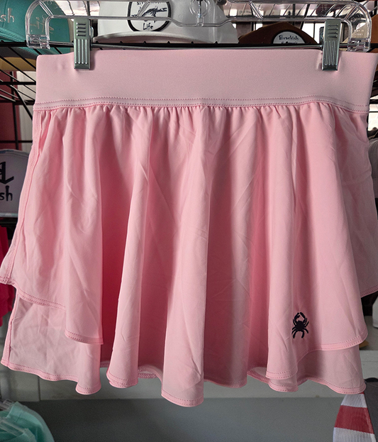 Light Pink Embroidered High Rise Crab Skort