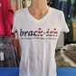 White with USA definition Ladies Performance Short Sleeve V-Neck
