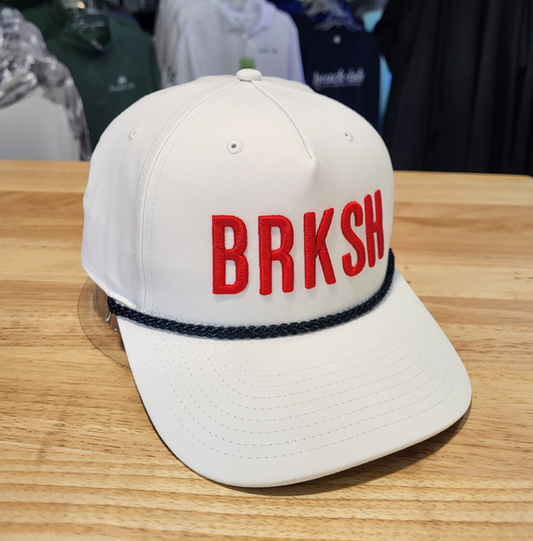 BRKSH White Rope Hat with Red Lettering