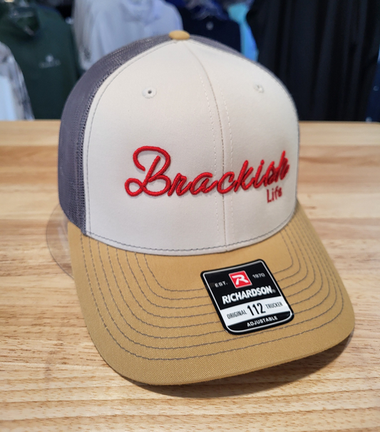Brackish Life Red Script Trucker Hat
