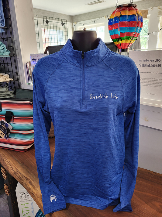 Ladies Royal Blue Embroidered Quarter Zip
