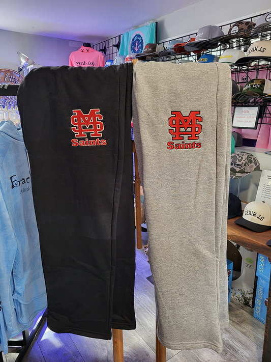 Saints Black Open Bottom Sweatpants