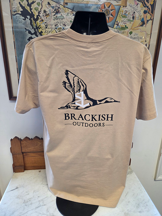 Sand T-shirt with Our "BL Brackish Duck" Logo