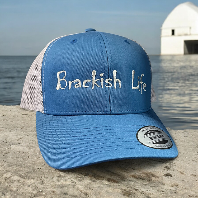 Blue Brackish Life Embroidered Trucker Hat