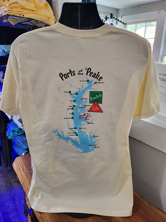 Vanilla Cotton T-Shirt with Ports of the Peake Logo
