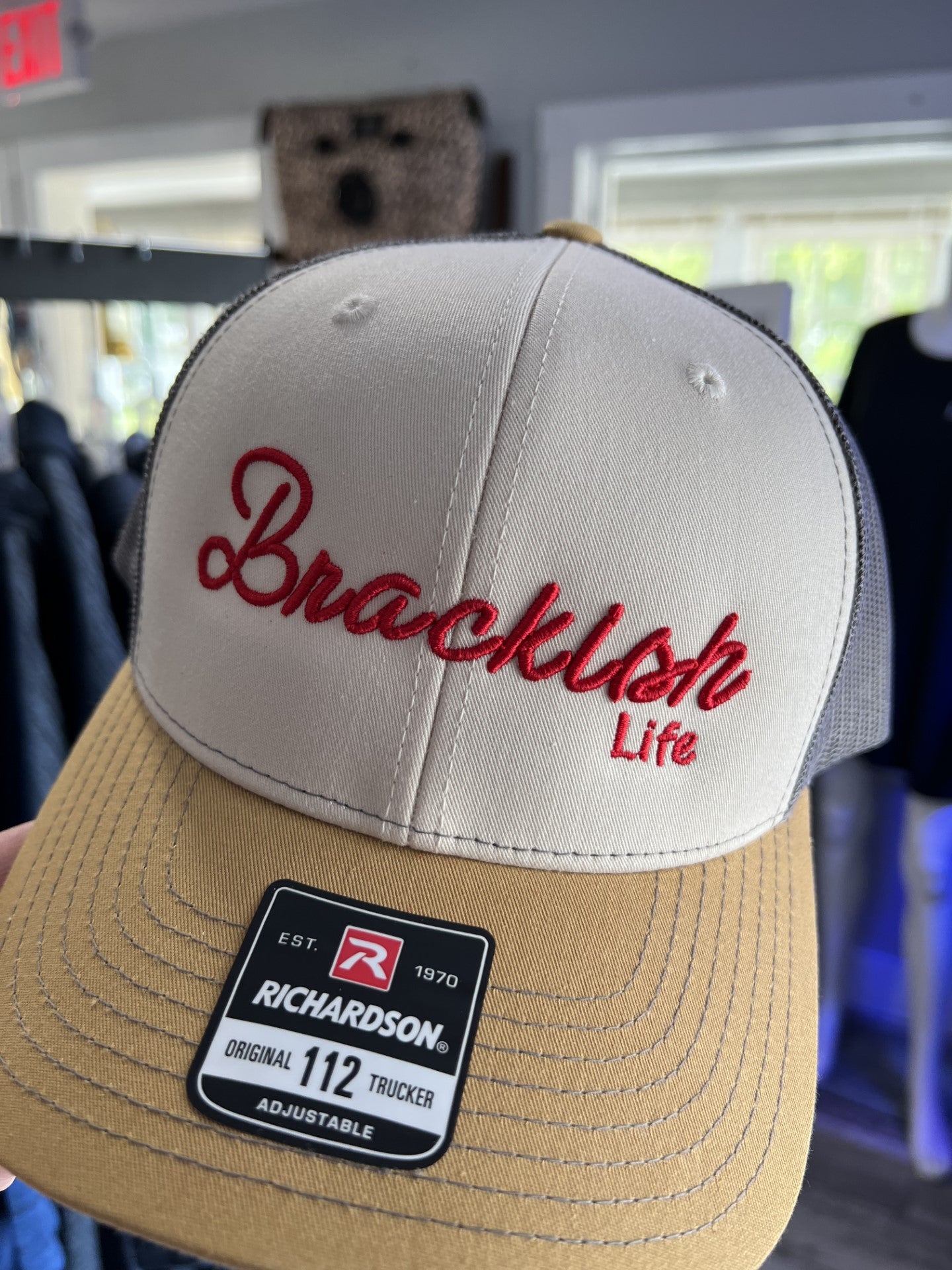 Brackish Puff Font Richardson Trucker Hat