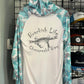 White and Aqua Blue Camo Hooded Performance UV T-Shirt Logo with Slogan