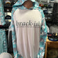 White and Aqua Blue Camo Hooded Performance UV T-Shirt Logo with Slogan